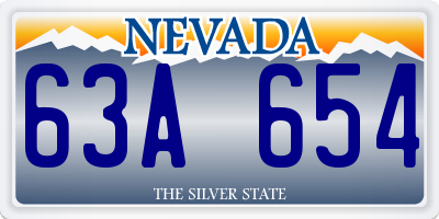 NV license plate 63A654