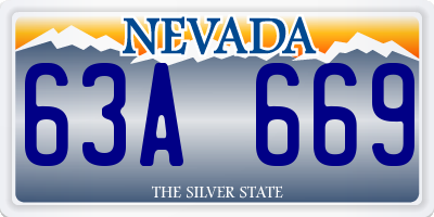 NV license plate 63A669