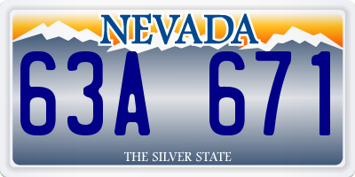 NV license plate 63A671