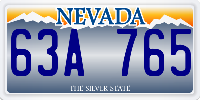 NV license plate 63A765