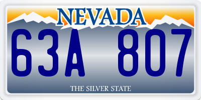 NV license plate 63A807