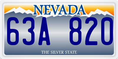 NV license plate 63A820