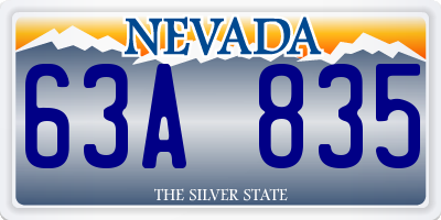 NV license plate 63A835