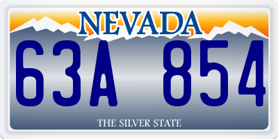 NV license plate 63A854