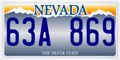 NV license plate 63A869