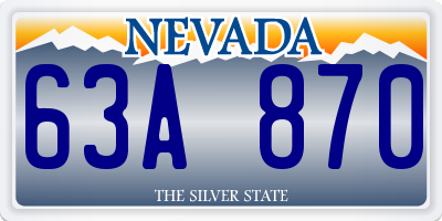 NV license plate 63A870