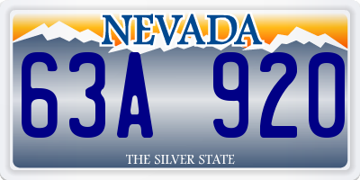 NV license plate 63A920