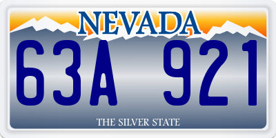 NV license plate 63A921