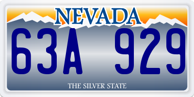 NV license plate 63A929