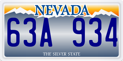 NV license plate 63A934