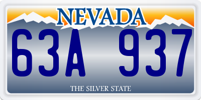 NV license plate 63A937