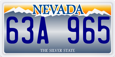 NV license plate 63A965