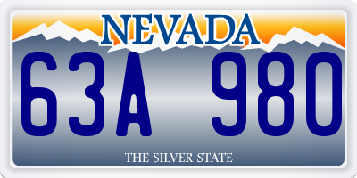 NV license plate 63A980