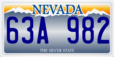 NV license plate 63A982