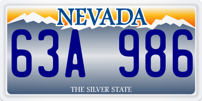 NV license plate 63A986