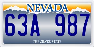 NV license plate 63A987