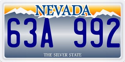NV license plate 63A992