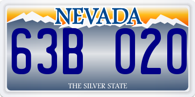 NV license plate 63B020