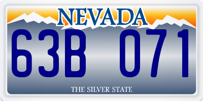 NV license plate 63B071