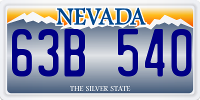 NV license plate 63B540