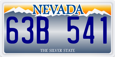 NV license plate 63B541