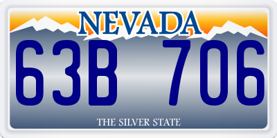 NV license plate 63B706