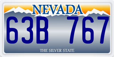 NV license plate 63B767