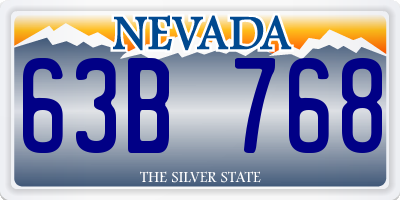 NV license plate 63B768