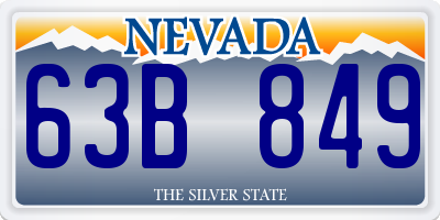 NV license plate 63B849