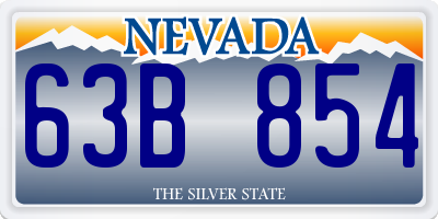 NV license plate 63B854