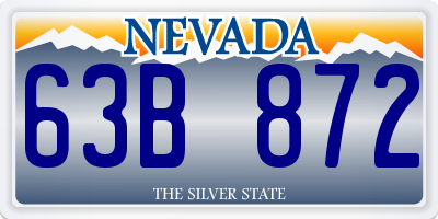 NV license plate 63B872