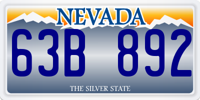 NV license plate 63B892