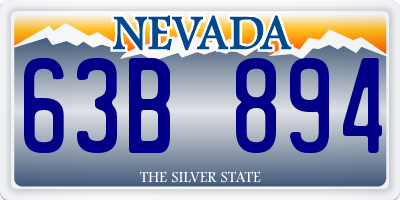 NV license plate 63B894