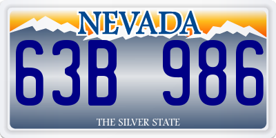 NV license plate 63B986