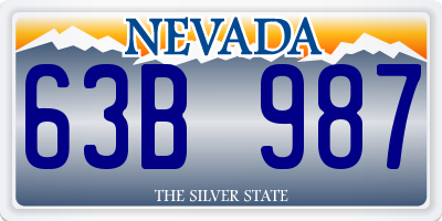 NV license plate 63B987