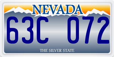 NV license plate 63C072