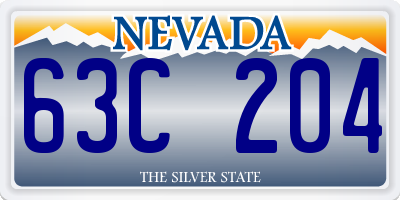 NV license plate 63C204