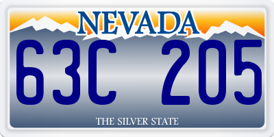 NV license plate 63C205
