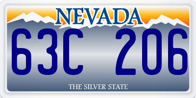 NV license plate 63C206