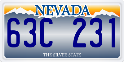 NV license plate 63C231