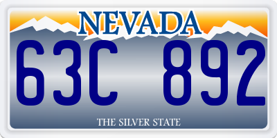 NV license plate 63C892