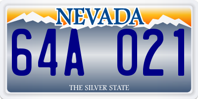 NV license plate 64A021