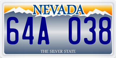 NV license plate 64A038