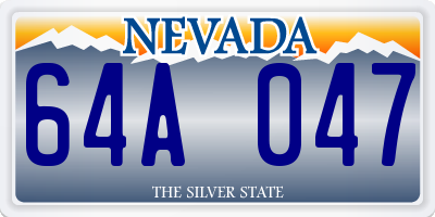 NV license plate 64A047