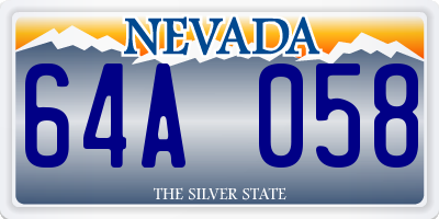 NV license plate 64A058