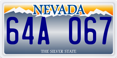 NV license plate 64A067