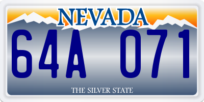NV license plate 64A071