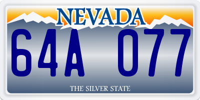 NV license plate 64A077