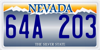 NV license plate 64A203