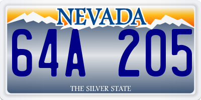 NV license plate 64A205